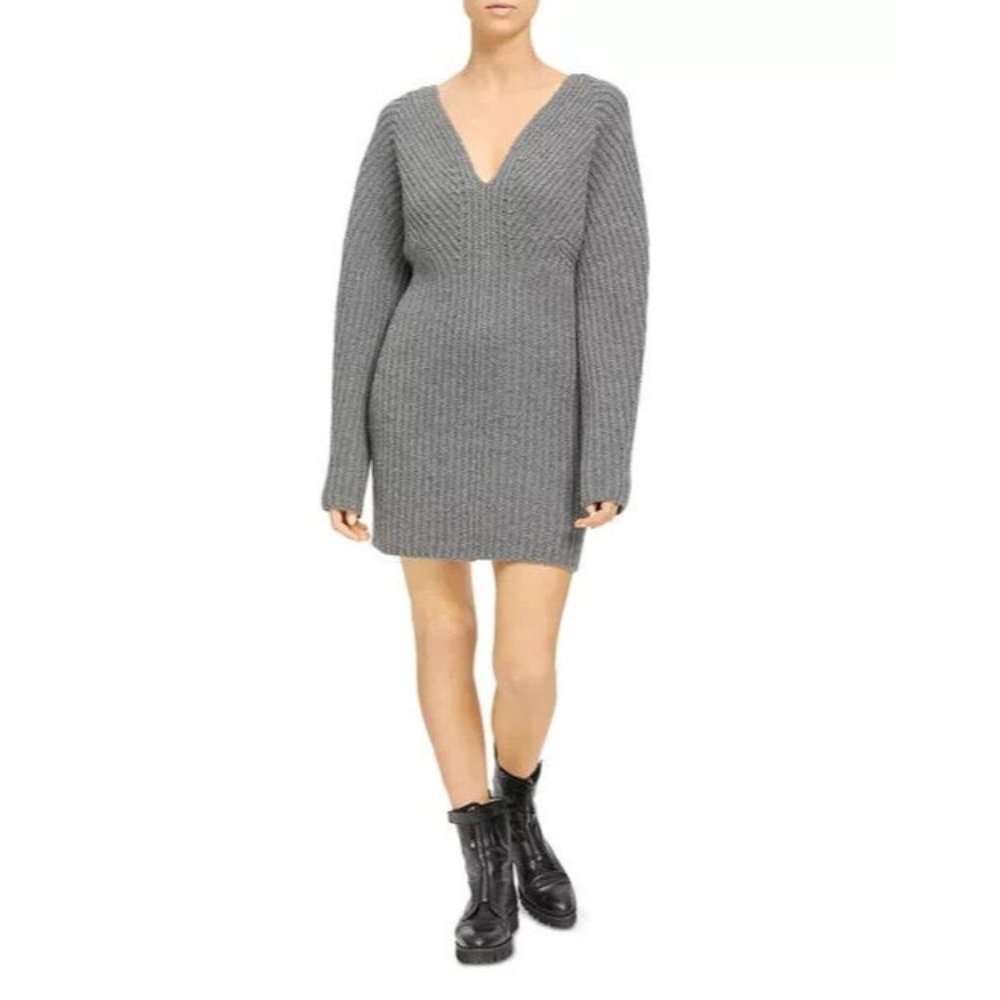 Theory Women s Sculpted Wool & Cashmere Sweater Dress Grey Size S MSRP $475 - Picture 1 of 3